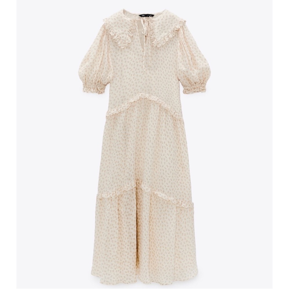 ZARA floral muslin midi dress